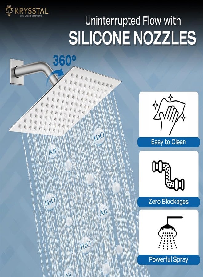 Krysstal Ultra-Slim 4x4 Inches Overhead Rainfall Shower - 304 Stainless Steel with Water Filter & Silicone Nozzles | Adjustable Wide-Angle Shower Head for Bathroom (Shower Arm Not Included) - Image 5